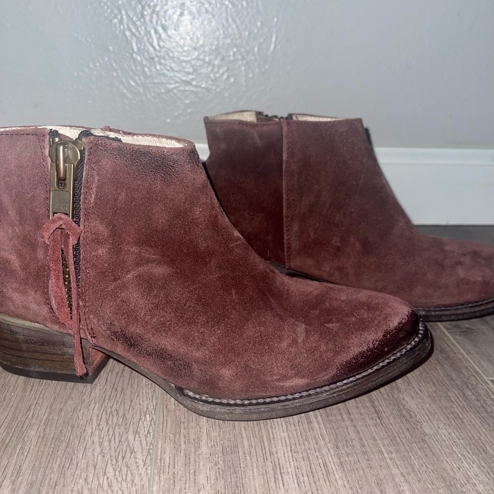 Freebird by Steven Onyx handcrafted bootie, in wine suede.